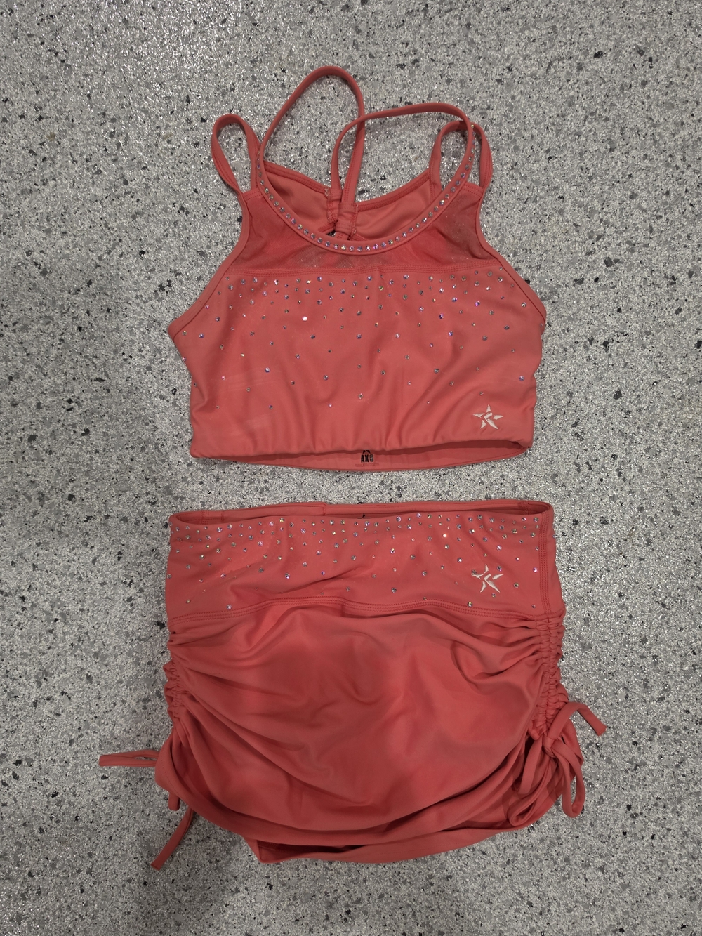 Rebel Athletic Rhinestone 2 Piece Cheer Set Coral AXS YL
